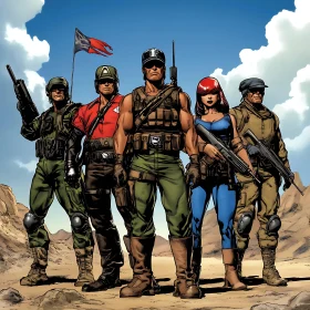 Armed Forces Team in Desert Comic