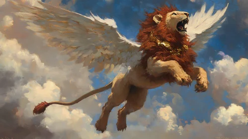 Soaring Lion with Wings