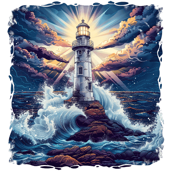 Majestic Lighthouse at Sea T-Shirt Design