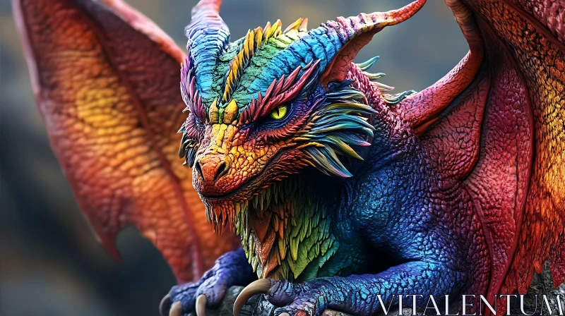 AI ART Chromatic Dragon Perched Fantasy Artwork