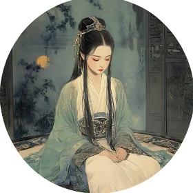 Serene Portrait of Woman in Asian Attire