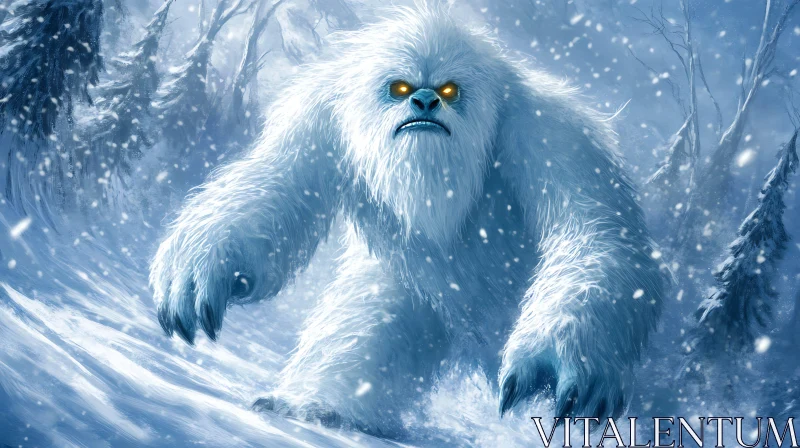 AI ART Furry Yeti in Winter Blizzard