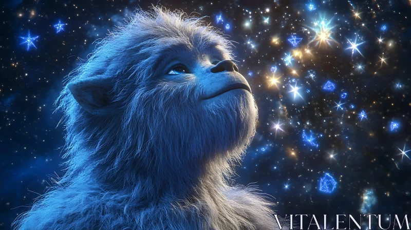 Furry Being Stargazing in a Celestial Dream AI Image