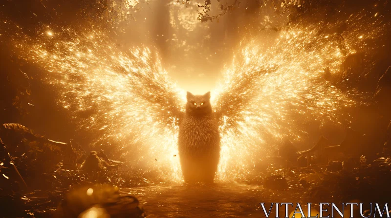 Angelic Cat in Radiant Light AI Image