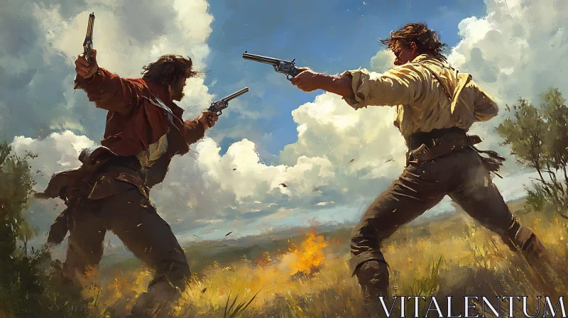 Old West Gunfight Painting AI Image