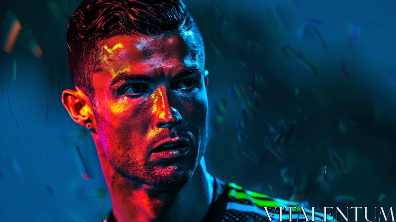 Vivid Cristiano Ronaldo Portrait in Sport Setting AI Image