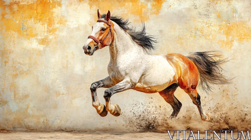 Dynamic Horse Art on Textured Background AI Image