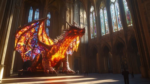 Stained Glass Dragon in Ancient Cathedral