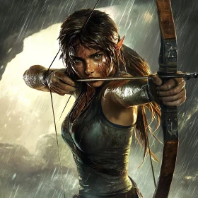 Female Archer in the Rain