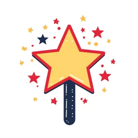 Golden Star Magic Wand Illustration