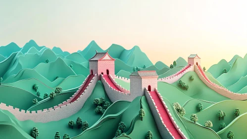 Stylized Great Wall Landscape