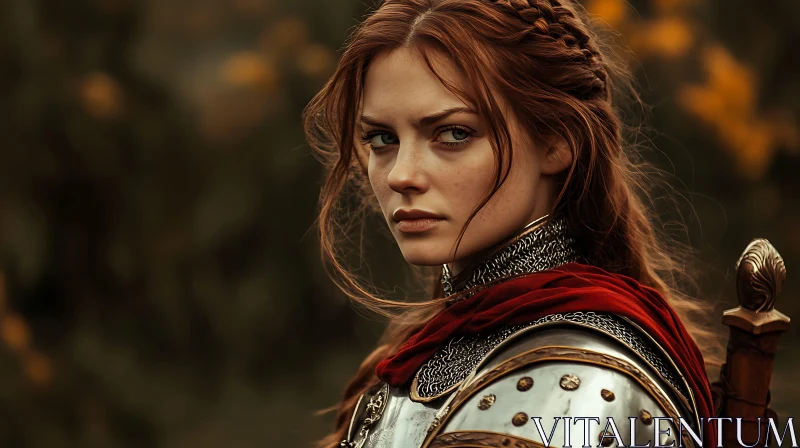 AI ART Red-Haired Warrior Woman Portrait