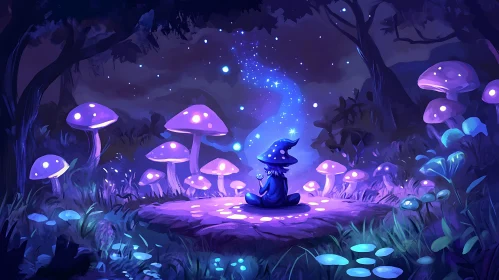 Magical Wizard in Mushroom Forest