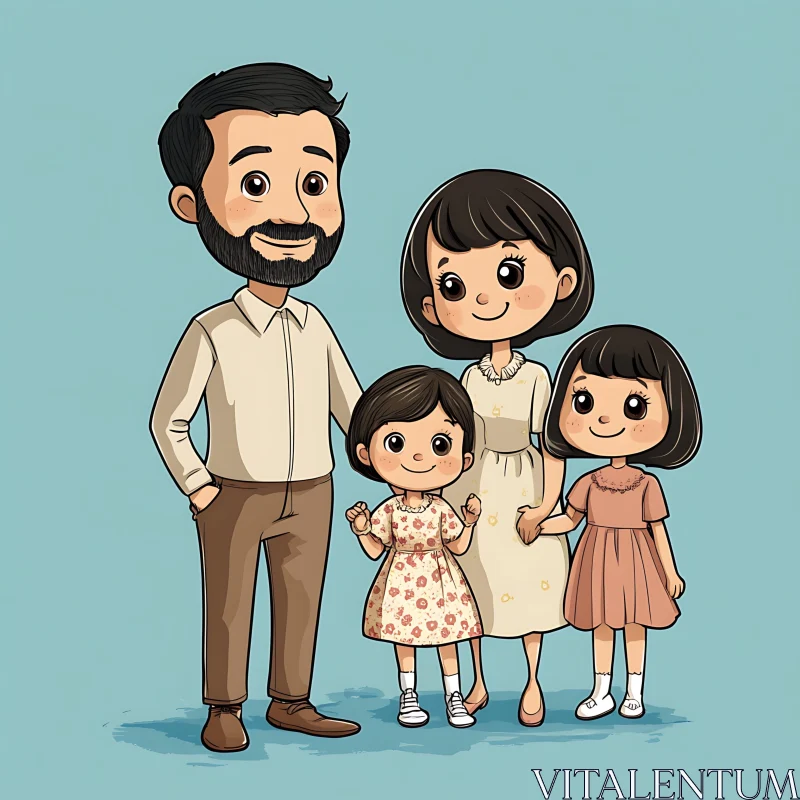 AI ART Delightful Family Cartoon Image