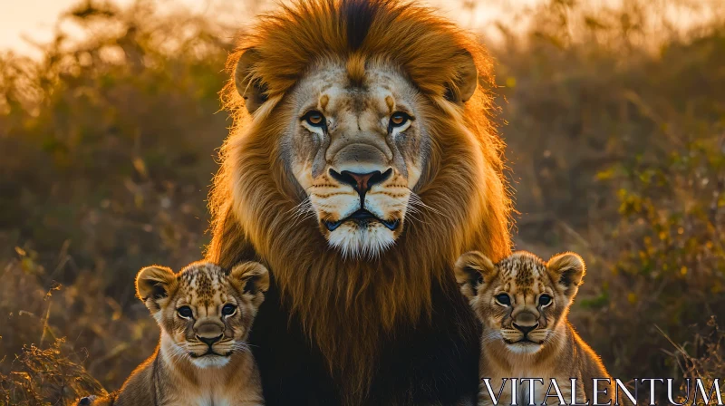 AI ART King of the Jungle and Cubs