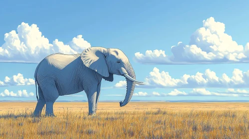 Elephant Under Cloudy Sky