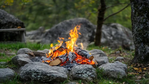 Tranquil Campfire in Nature