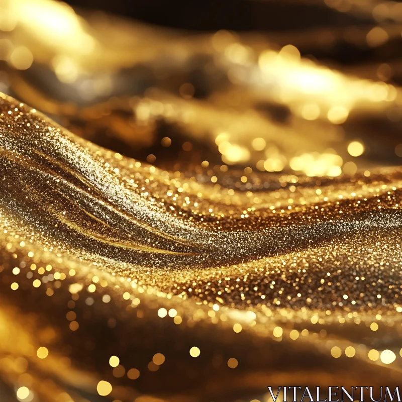 Golden Sparkle Wave Intricate Glitter Art AI Image