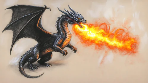 Dragon Unleashing Fiery Breath Artwork