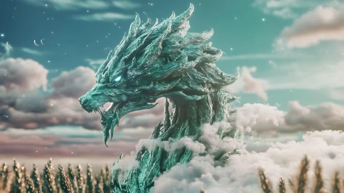 Majestic Dragon in Dreamlike Landscape