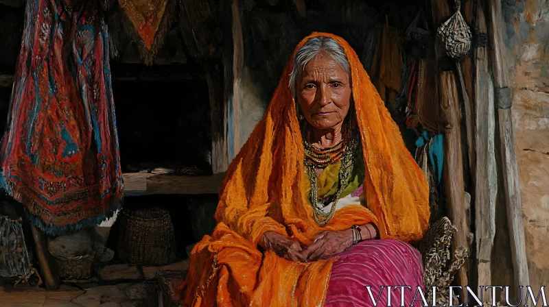 Old Woman in Traditional Dress AI Image