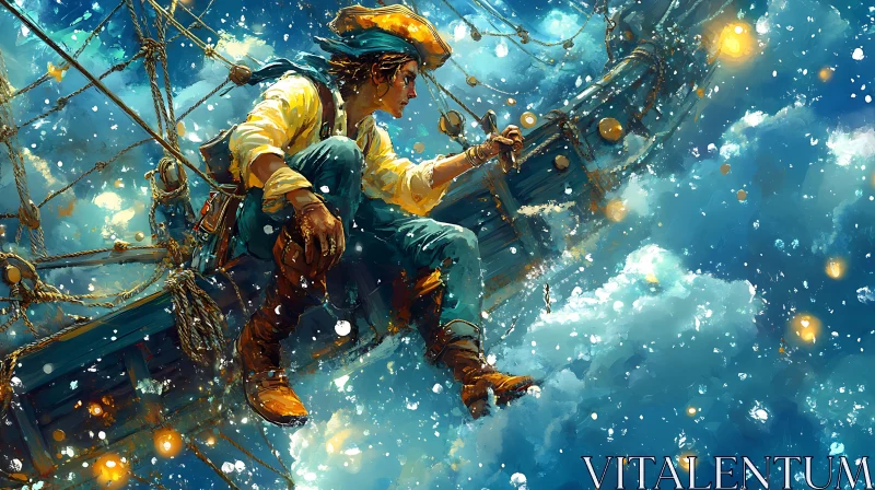 Sailor Amidst the Stars: A Pirate's Tale AI Image