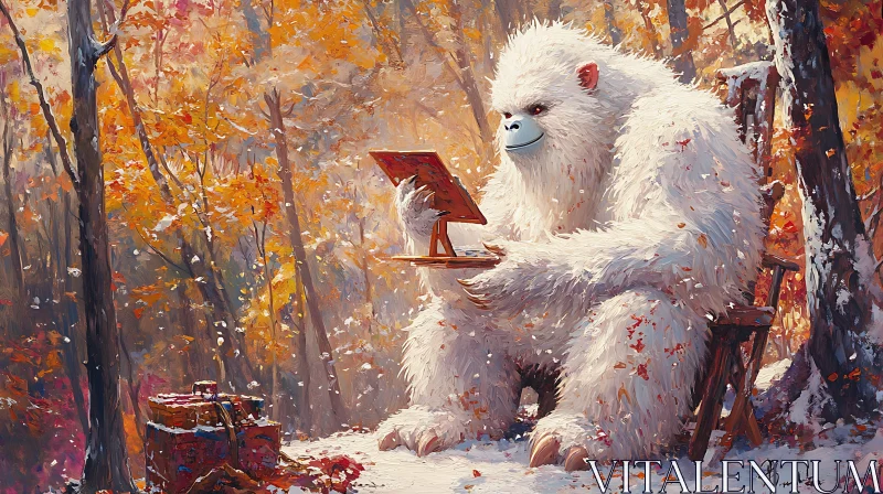 AI ART Artistic Yeti in Snowy Woods