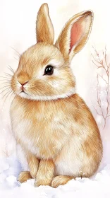 Charming Fluffy Rabbit in Winter Scene