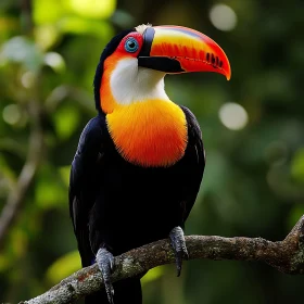 Exotic Toucan Bird on Tree Branch