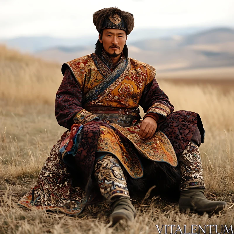 AI ART Mongolian Man in Traditional Dress