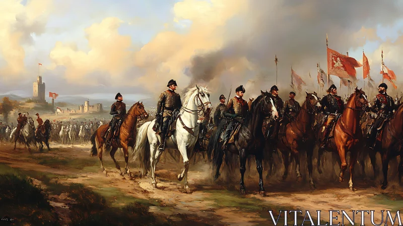 AI ART Historical Painting of Cavalrymen on Horses