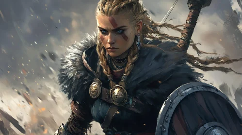 Fierce Viking Shieldmaiden Portrait