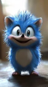 Adorable Fluffy Blue Cartoon Character