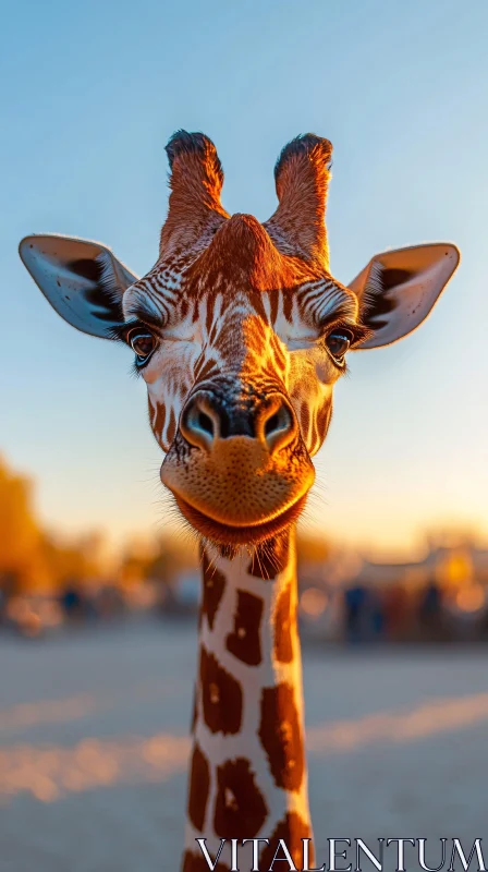 Giraffe Portrait in Evening Light AI Image