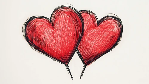 Red Hearts in Love Sketch