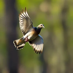 Pigeon Flying in the Forest