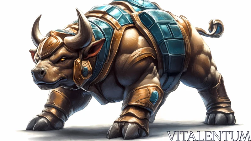 Fantasy Bull with Intricate Armor AI Image