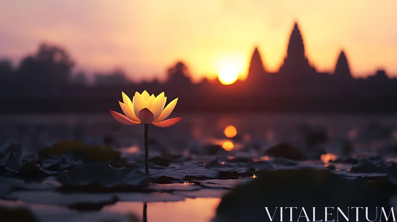 Lotus Flower at Dusk AI Image