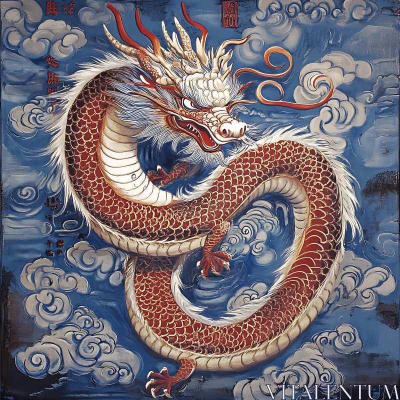 AI ART Coiled Dragon in Sky Art