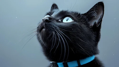 Black Cat with Blue Eyes