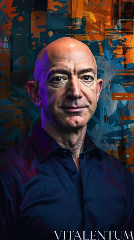 AI ART Jeff Bezos with Abstract Modern Art Background