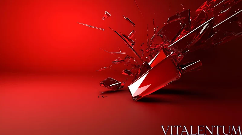 AI ART Crimson Cascade: Abstract Glass Explosion