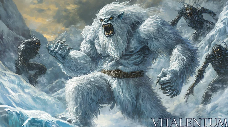 AI ART Fierce Yeti in a Frozen Battleground