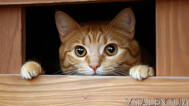 Peekaboo Ginger Cat AI Image