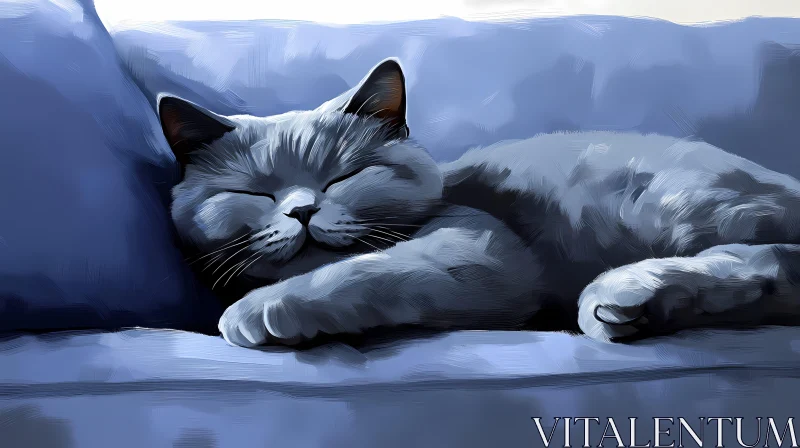 Serene Feline Resting Peacefully AI Image