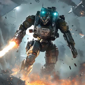 Robotic Soldier in Combat