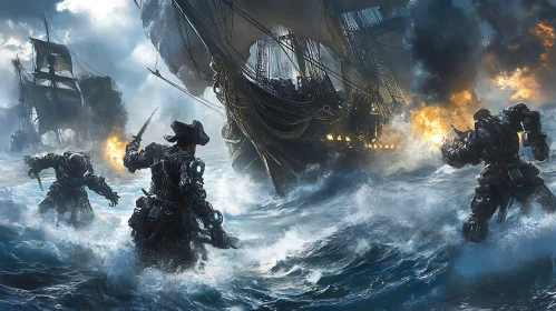 Futuristic Pirate Battle on the High Seas