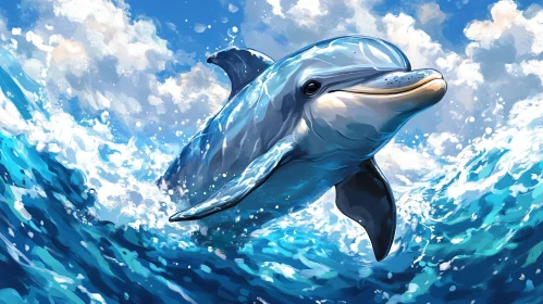 Dolphin Leaping in the Sea