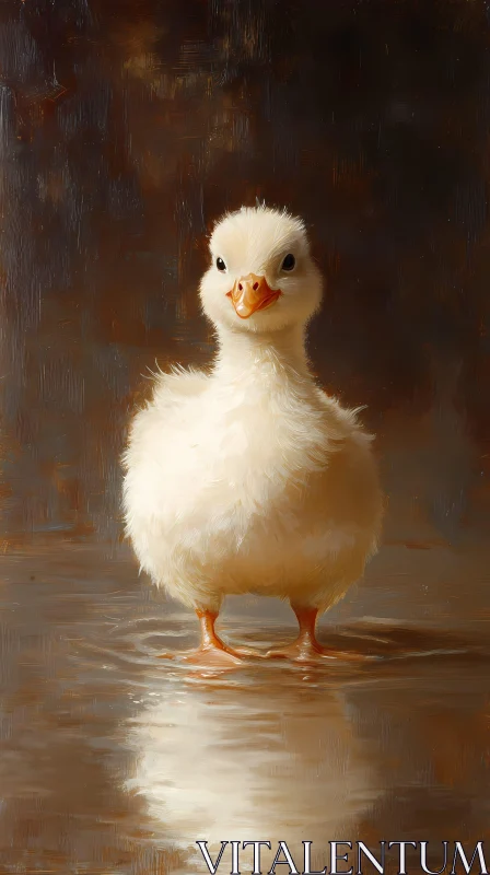 AI ART Fluffy Duckling with Reflection