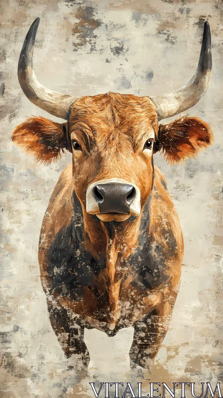 Artistic Bull with Majestic Horns AI Image